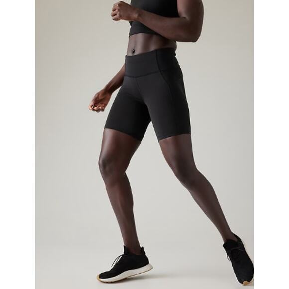 Athleta S black Ultimate Stash High Rise 7" Short biker cycle run gym pocket - Picture 3 of 7